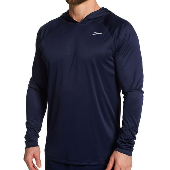 Men's Speedo 7748302 Baybreeze Hooded Swim Shirt (Peacoat L)