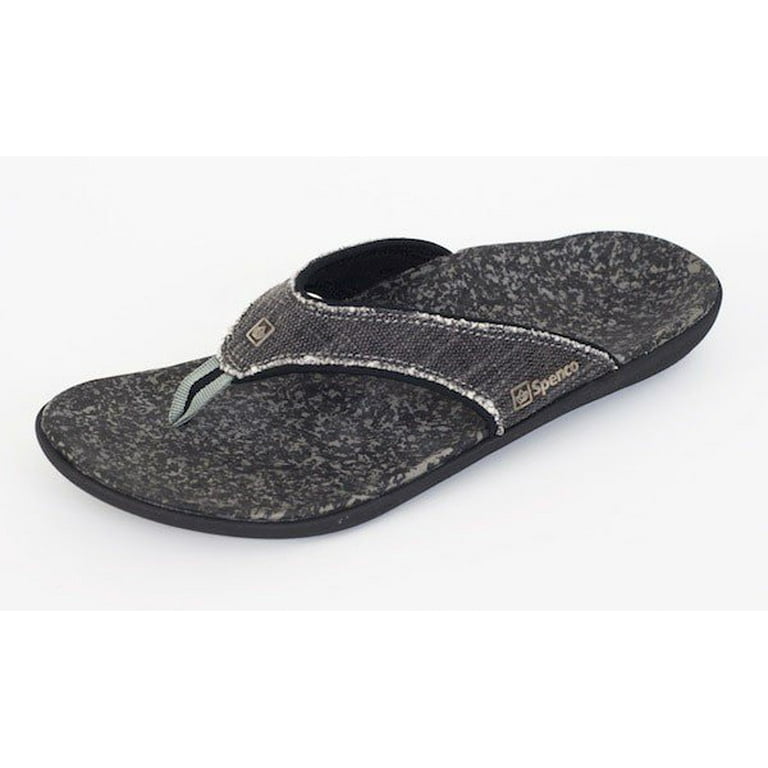 Spenco Men's Yumi Orthotic Flip Flops Black Canvas