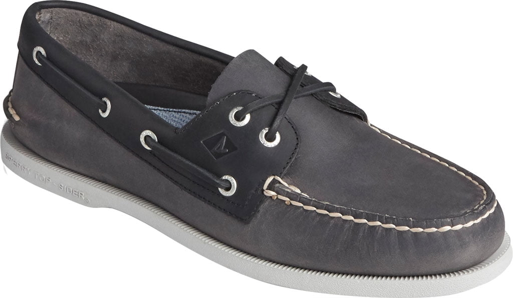Sperry Top Sider Men s Authentic Original 2 Eye Boat Shoe Grey Black 11.5M Walmart
