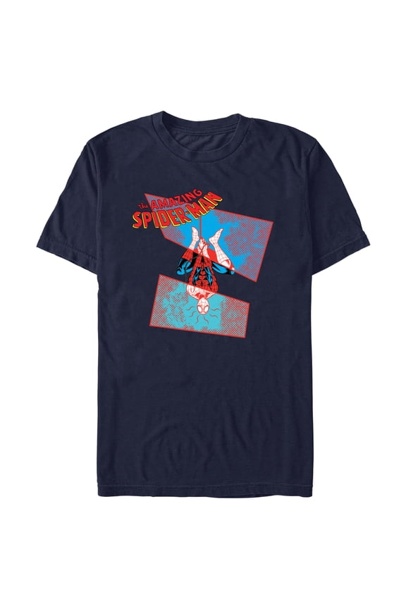 Men's Spider-Man Abstract Hanging on Web Graphic T-Shirt
