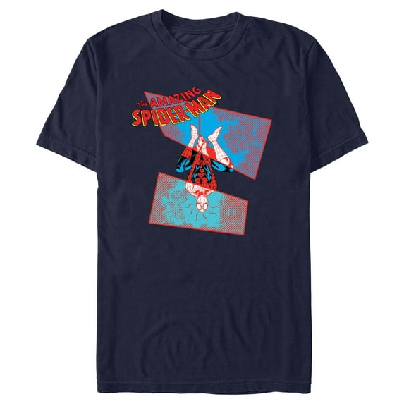 Men's Spider-Man Abstract Hanging on Web Graphic T-Shirt