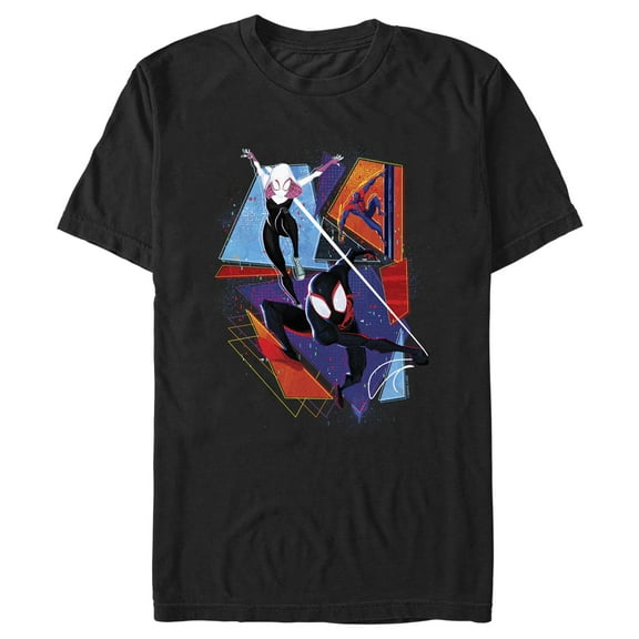 Men's Spider-Man: Across the Spider-Verse Group Colorful Poster  Graphic Tee Black 2X Large