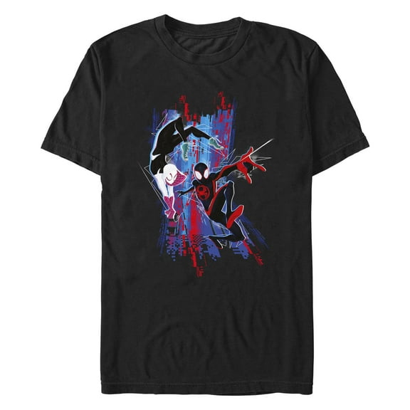Men's Spider-Man: Across the Spider-Verse Miles Morales and Spider Gwen  Graphic Tee Black Medium