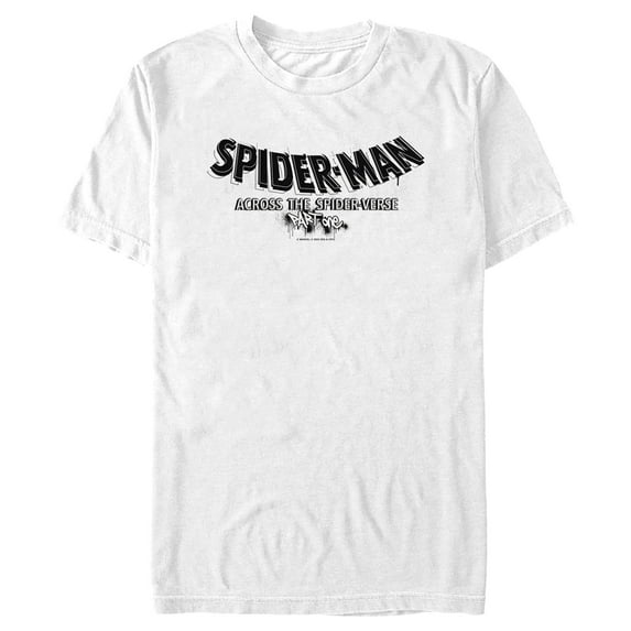 Men's Spider-Man: Across the Spider-Verse Movie Logo Black Graphic Tee White Medium