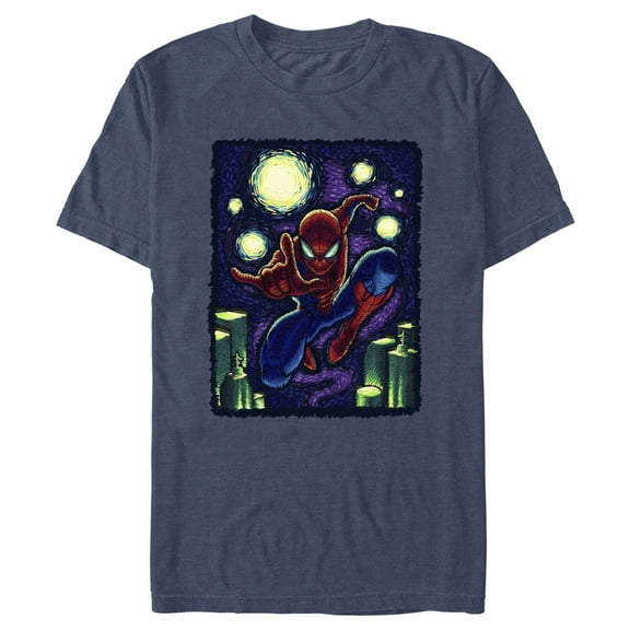 Men's Spider-Man Thwip Pose Starry Night  Graphic T-Shirt