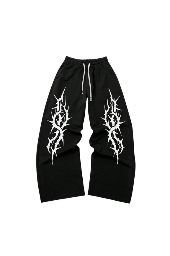 Men's Spider Web Star Print Baggy Gothic Sweatpants Y2k Pants Mens Goth Graphic Pants Streetwear Elastic Waist Wide Leg Lounge Joggers for Hip Hop Casual Outings