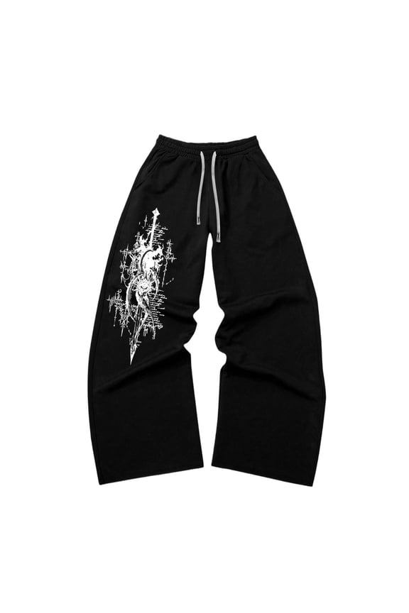 Men's Spider Web Star Print Baggy Gothic Sweatpants Y2k Pants Mens Goth Graphic Pants Streetwear Elastic Waist Wide Leg Lounge Joggers for Hip Hop Casual Outings