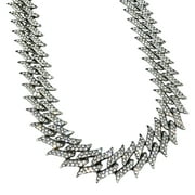 Mens Spike Chain Iced Hip Hop Necklace Silver Tone Spiked 30 Inch Long x 25MM Thick