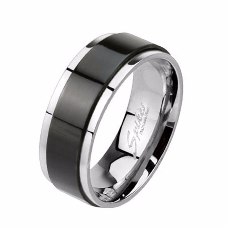 Black Stainless Steel Wedding Band Mens Black Ring 12