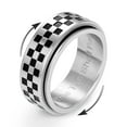 thumbnail image 1 of Men’s Spinner Ring 8mm Stainless Steel Racing Flag Fidget Ring – “This Too Shall Pass” Engraved Anxiety Relief Band, Checker Pattern Rotatable Ring for Stress Relief & Gift, 1 of 13
