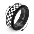 thumbnail image 1 of Men’s Spinner Ring 8mm Stainless Steel Racing Flag Fidget Ring – “This Too Shall Pass” Engraved Anxiety Relief Band, Checker Pattern Rotatable Ring for Stress Relief & Gift, 1 of 14