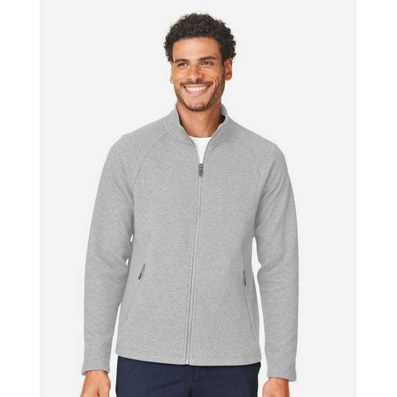 North End NE727 Men's Spirit Textured Full-Zip-PLATINUM HEATHER-2XL