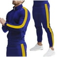 thumbnail image 1 of Men's Spliced Stand Collar Tracksuit Set Casual Long Sleeve Full Zip Jacket And Drawstring Pants Sportswear Suit, 1 of 7