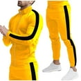 thumbnail image 1 of Men's Spliced Stand Collar Tracksuit Set Casual Long Sleeve Full Zip Jacket And Drawstring Pants Sportswear Suit, 1 of 7
