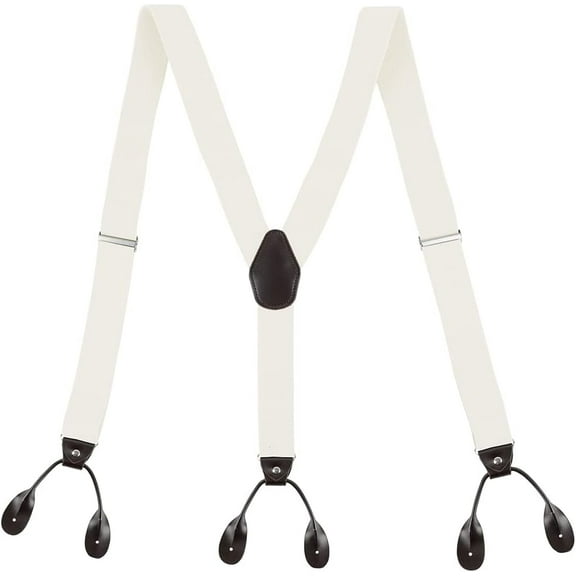 Men's Split Button Braces Y Shape Trimmed Button End Tuxedo Adjustable Straps Elastic Suspenders - 3.5 cm wide