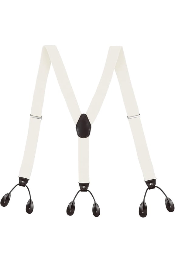 Men's Split Button Braces Y Shape Trimmed Button End Tuxedo Adjustable Straps Elastic Suspenders - 3.5 cm wide