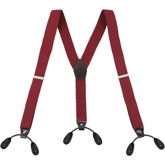 Men's Split Button Braces Y Shape Trimmed Button End Tuxedo Adjustable Straps Elastic Suspenders - 3.5 cm wide