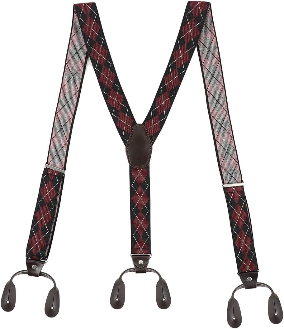 KLONKEE Herren Hosenträger - Y-Form 3,5cm Breit Mit Echtleder