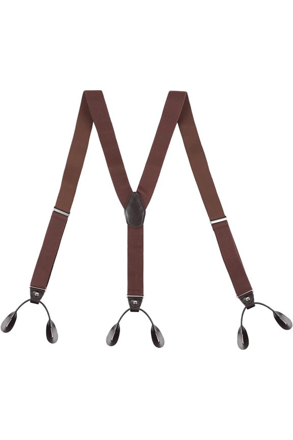 Men's Split Button Braces Y Shape Trimmed Button End Tuxedo Adjustable Straps Elastic Suspenders - 3.5 cm wide