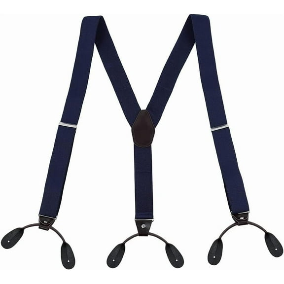 Men's Split Button Braces Y Shape Trimmed Button End Tuxedo Adjustable Straps Elastic Suspenders - 3.5 cm wide