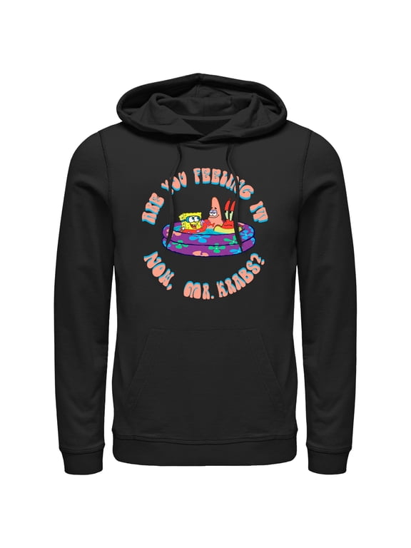 Men's SpongeBob SquarePants Are You Feeling It Now, Mr. Krabs? Pull Over Hoodie Black Large