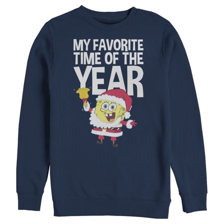 Men's SpongeBob SquarePants Christmas Favorite Time Sweatshirt Navy Blue X Large