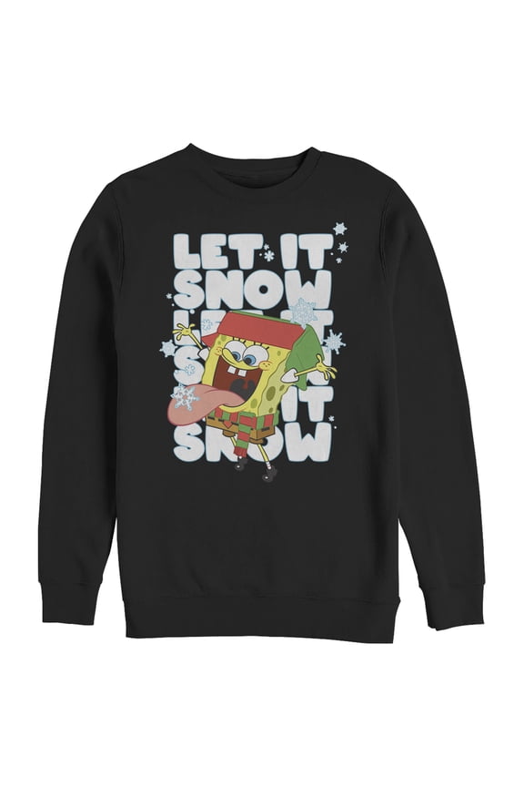 Men's SpongeBob SquarePants Christmas Let It Snow Sweatshirt Black Small