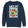 thumbnail image 1 of Men's SpongeBob SquarePants Christmas Let It Snow Sweatshirt Navy Blue Medium, 1 of 3