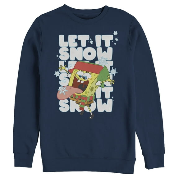 Men's SpongeBob SquarePants Christmas Let It Snow Sweatshirt Navy Blue Medium