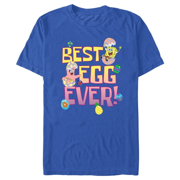 Men's SpongeBob SquarePants Easter Best Egg Ever Friends  Graphic Tee Royal Blue 2X Large