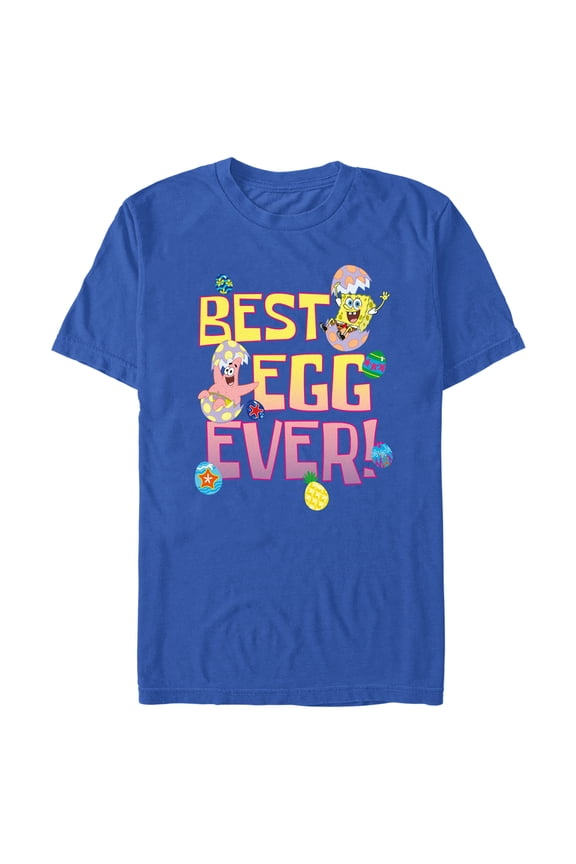 Men's SpongeBob SquarePants Easter Best Egg Ever Friends Graphic Tee Royal Blue X Large