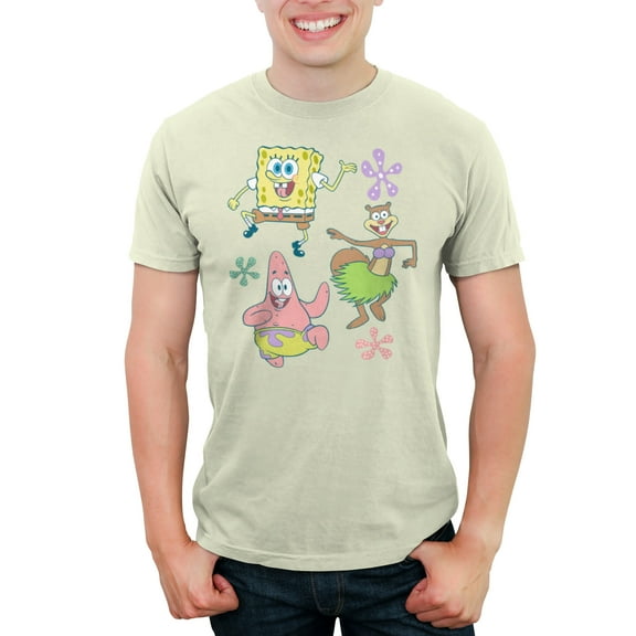 Men's SpongeBob SquarePants Floral Friends Graphic T-Shirt