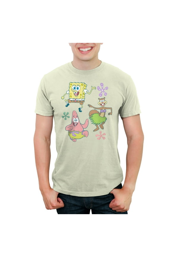 Men's SpongeBob SquarePants Floral Friends Graphic T-Shirt