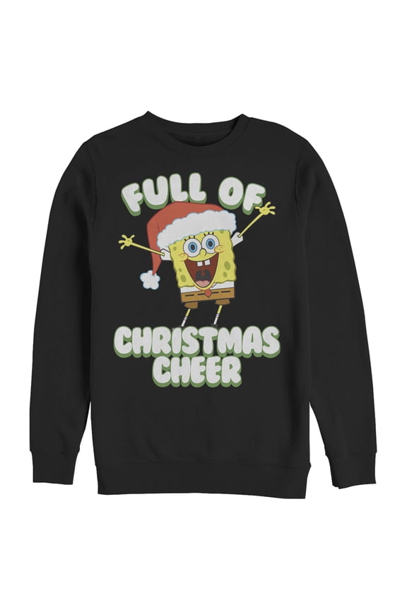 Men's SpongeBob SquarePants Full of Christmas Cheer Sweatshirt Black Medium
