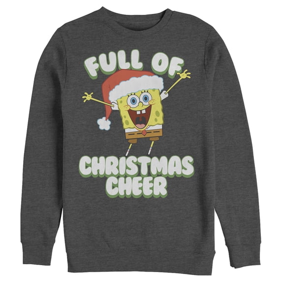 Men's SpongeBob SquarePants Full of Christmas Cheer Sweatshirt Charcoal Heather Medium