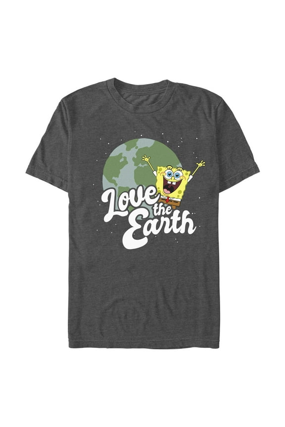 Men's SpongeBob SquarePants Love the Earth Graphic Tee Charcoal Heather 3X Large