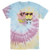 Men's SpongeBob SquarePants Patrick in Heart-Shaped Sunglasses Graphic Tee Tie Dye Large