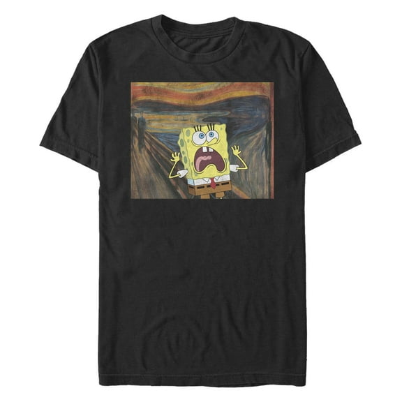 Men's SpongeBob SquarePants Screaming SpongeBob  Graphic Tee Black Large