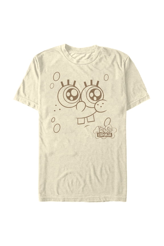 Men's SpongeBob SquarePants Smiling Face Graphic Tee Cream Small