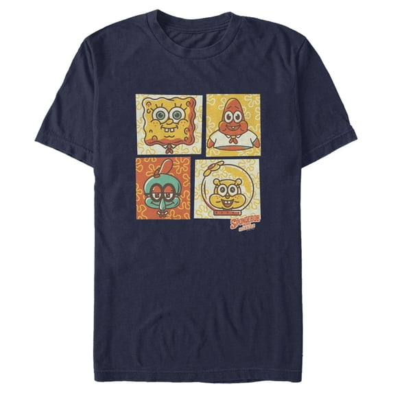 Men's SpongeBob SquarePants Sponge on the Run Camper Panels Graphic Tee Navy Blue Large