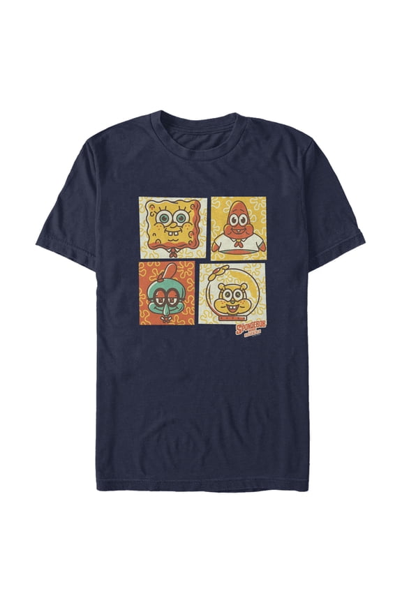 Men's SpongeBob SquarePants Sponge on the Run Camper Panels Graphic Tee Navy Blue X Large