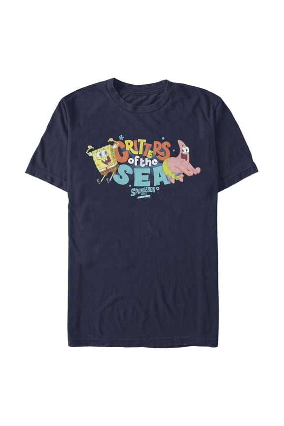 Men's SpongeBob SquarePants Sponge on the Run Critters of the Sea Dance Graphic Tee Navy Blue Medium