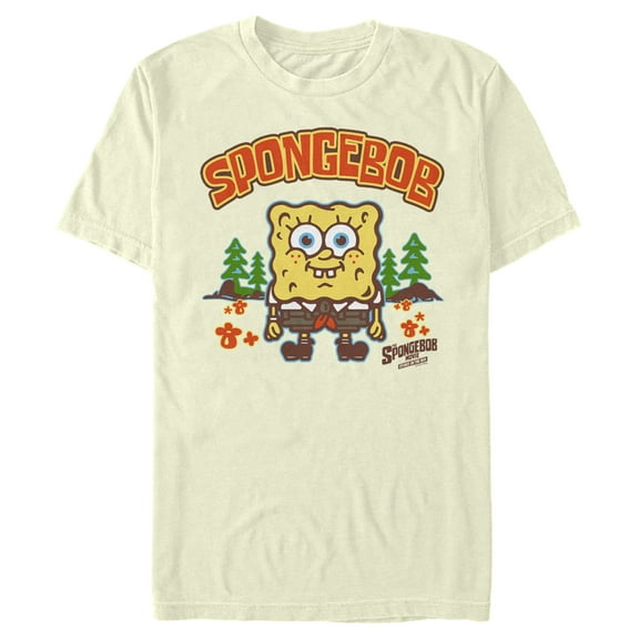 Men's SpongeBob SquarePants Sponge on the Run Happy Camper  Graphic Tee Beige Medium