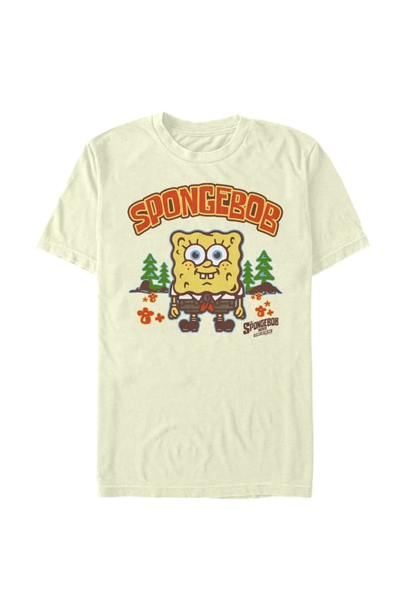 Men's SpongeBob SquarePants Sponge on the Run Happy Camper  Graphic Tee Beige X Large