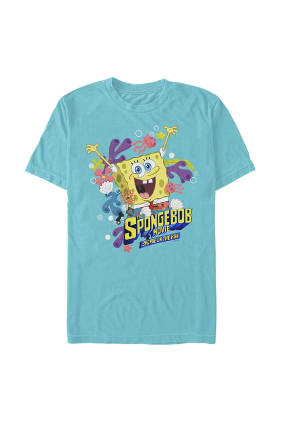 Men's SpongeBob SquarePants Sponge on the Run Ocean Celebration Graphic Tee Tahiti Blue Small