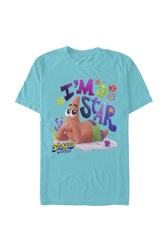 Men's SpongeBob SquarePants Sponge on the Run Patrick is a Star Graphic Tee Tahiti Blue 3X Large