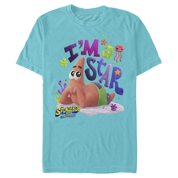 Men's SpongeBob SquarePants Sponge on the Run Patrick is a Star  Graphic Tee Tahiti Blue Large