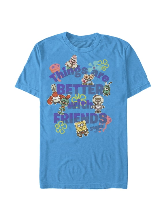 Men's SpongeBob SquarePants Sponge on the Run Things Are Better with Friends Graphic Tee Turquoise 2X Large