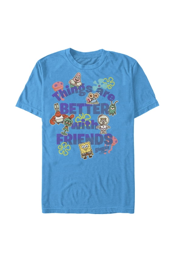 Men's SpongeBob SquarePants Sponge on the Run Things Are Better with Friends  Graphic Tee Turquoise X Large
