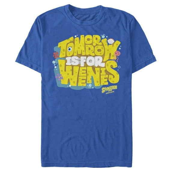 Men's SpongeBob SquarePants Sponge on the Run Tomorrow is for Weenies Graphic Tee Royal Blue 2X Large